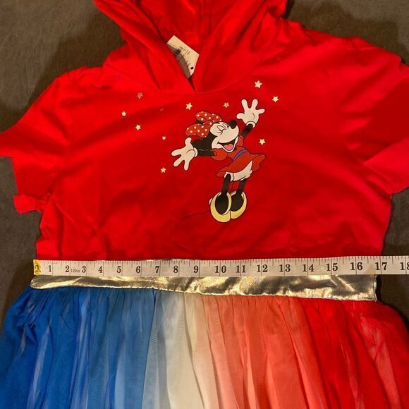 Kids Disney Minnie Mouse Dress with Hood Red White & Blue Size XXL NEW - Picture 9 of 12
